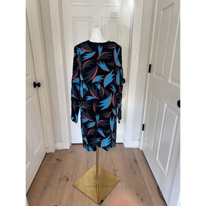 Diane Von Furstenberg Silk Bold Dark Print Ingrid Dress Black Blue Sz 8 NWT